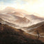 Giant Mountains Landscape with Rising Fog art print by Caspar David Friedrich (1820)