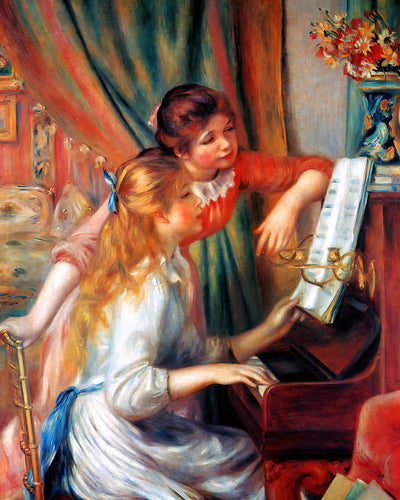 Girls at the Piano Painting by Pierre-Auguste Renoir 8x10" Art Print - Restored