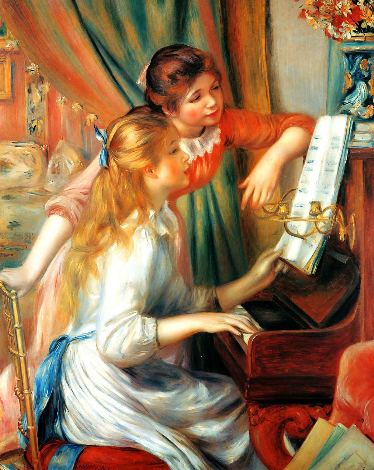 Girls at the Piano art print by Pierre-Auguste Renoir (1892)