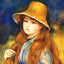 Girl with a Straw Hat Fine Art Print 1884 by Pierre-Auguste Renoir (6 Sizes)