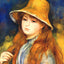 Girl with a Straw Hat Fine Art Print 1884 by Pierre-Auguste Renoir (6 Sizes)