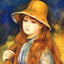 Girl with a Straw Hat Fine Art Print 1884 by Pierre-Auguste Renoir (6 Sizes)