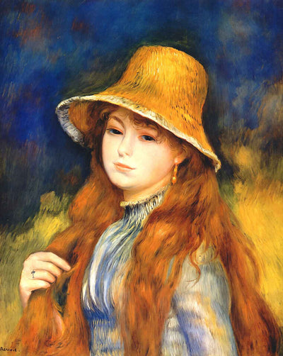 Girl with a Straw Hat art print by Pierre-Auguste Renoir (1884)