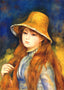 Girl with a Straw Hat Fine Art Print 1884 by Pierre-Auguste Renoir (6 Sizes)