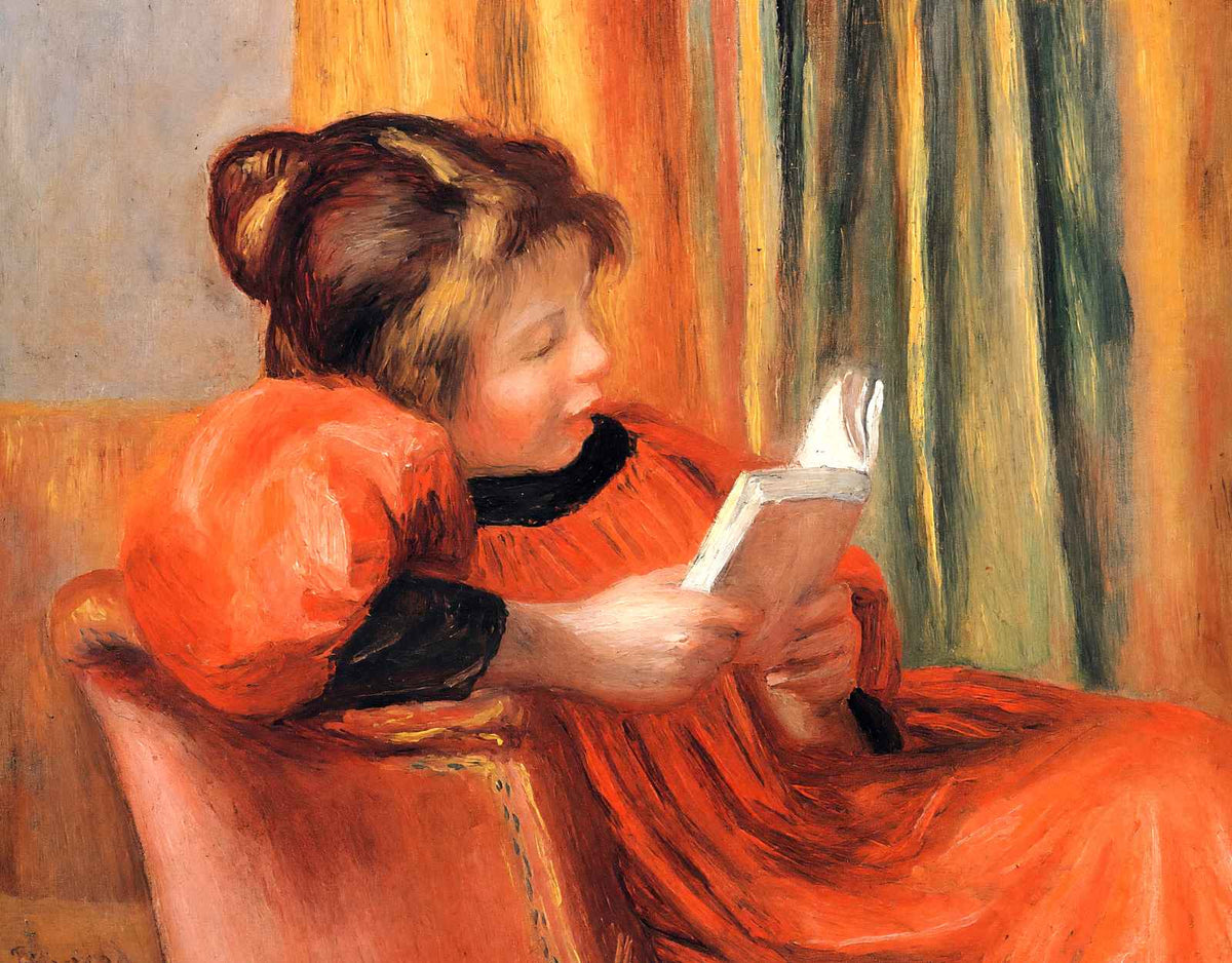 Girl Reading Fine Art Print 1890 Painting by Pierre-Auguste Renoir (6 Sizes)