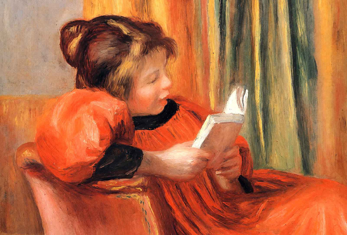 Girl Reading Fine Art Print 1890 Painting by Pierre-Auguste Renoir (6 Sizes)