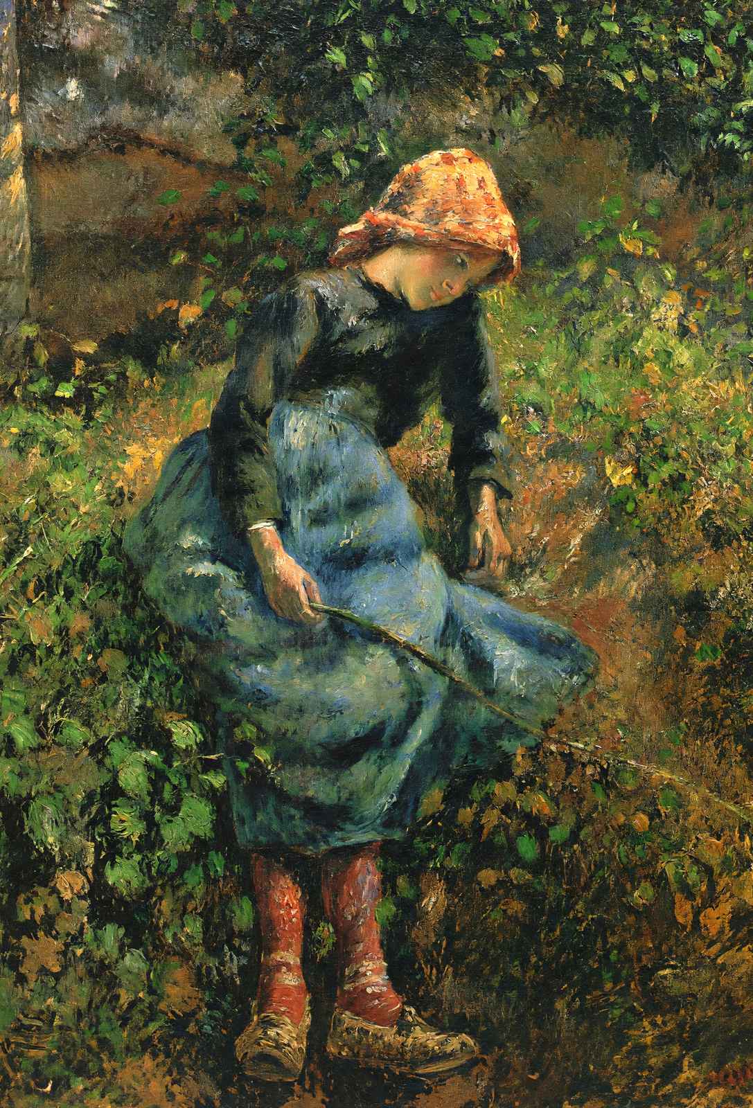 Girl with a Stick Art Print 1881 Painting by Camille Pissarro (6 Sizes)