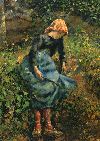 Girl with a Stick Art Print 1881 Painting by Camille Pissarro (6 Sizes)