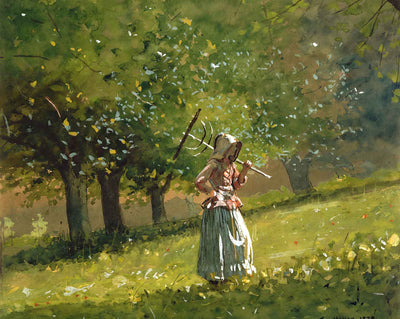 Girl with Hay Rake fine art print by Winslow Homer (1878)