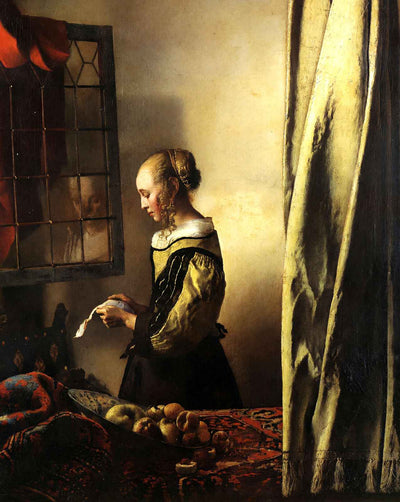 Girl Reading a Letter at an Open Window art print by Johannes Vermeer (1657)