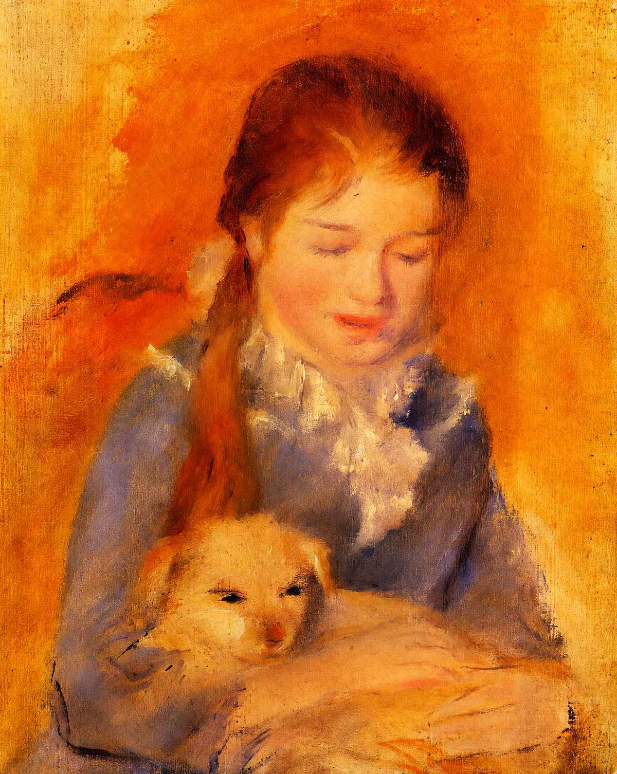 Girl with a Dog art print by Pierre-Auguste Renoir (1875)