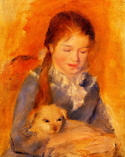 Girl with a Dog art print by Pierre-Auguste Renoir (1875)