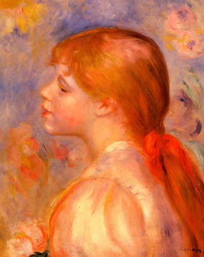 Girl with a Red Hair Ribbon art print by Pierre-Auguste Renoir (1891)