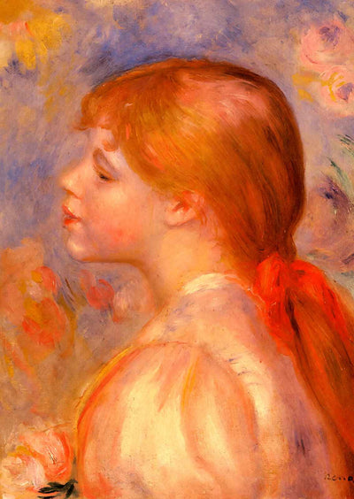 Girl with a Red Hair Ribbon 1891 by Pierre-Auguste Renoir Art Print (6 Sizes)