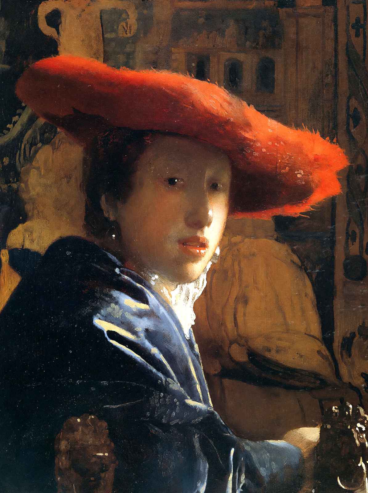 Girl with the Red Hat Art Print 1667 Painting by Johannes Vermeer (6 Sizes)
