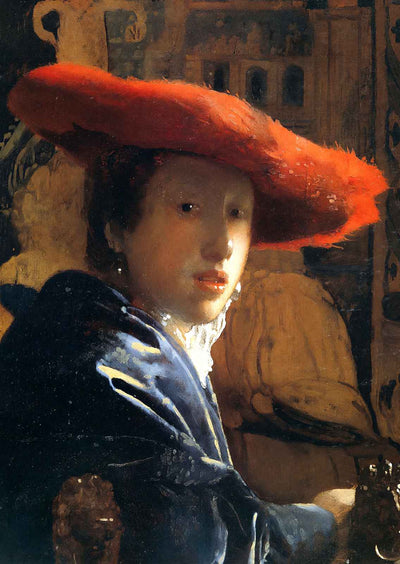 Girl with the Red Hat Art Print 1667 Painting by Johannes Vermeer (6 Sizes)