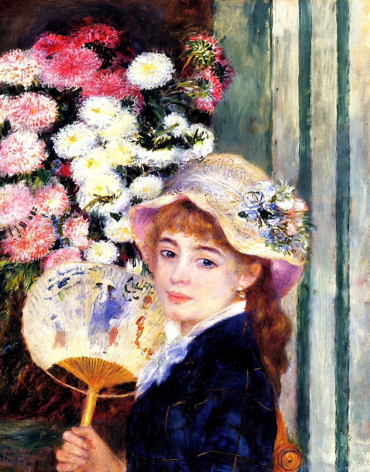 Girl with Fan 1881 Painting by Pierre-Auguste Renoir Fine Art Print (6 Sizes)