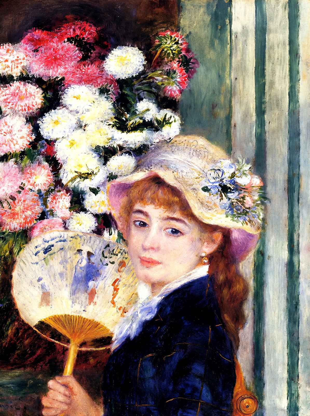 Girl with Fan 1881 Painting by Pierre-Auguste Renoir Fine Art Print (6 Sizes)