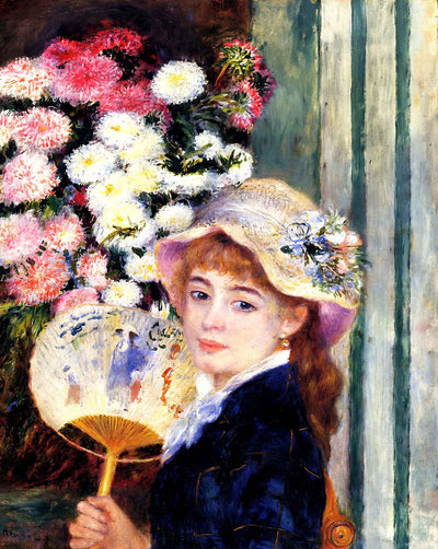 Girl with Fan art print by Pierre-Auguste Renoir (1881)
