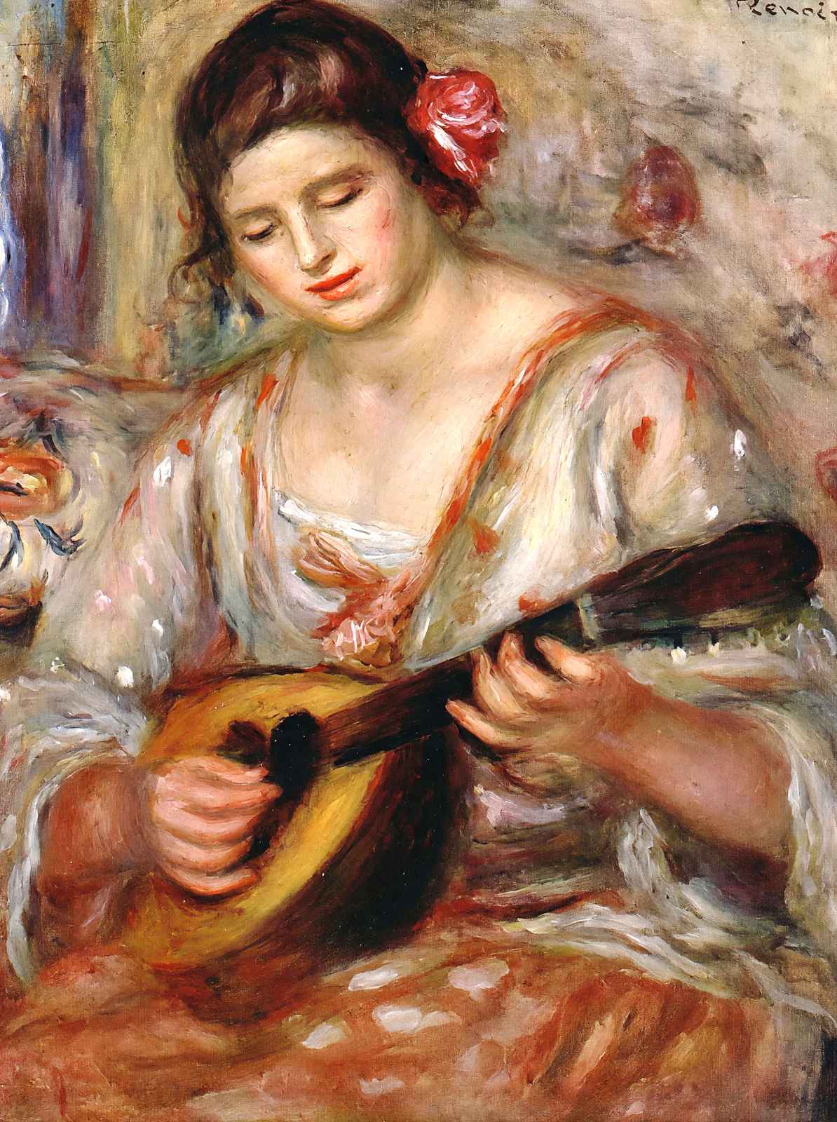 Girl with a Mandolin 1918 Painting by Pierre-Auguste Renoir Art Print (6 Sizes)