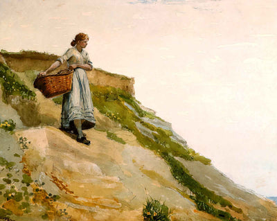 Girl Carrying a Basket painting print by Winslow Homer (1882)