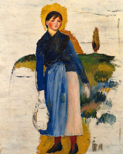 Girl with Red Stockings art print by Pierre-Auguste Renoir (1886)