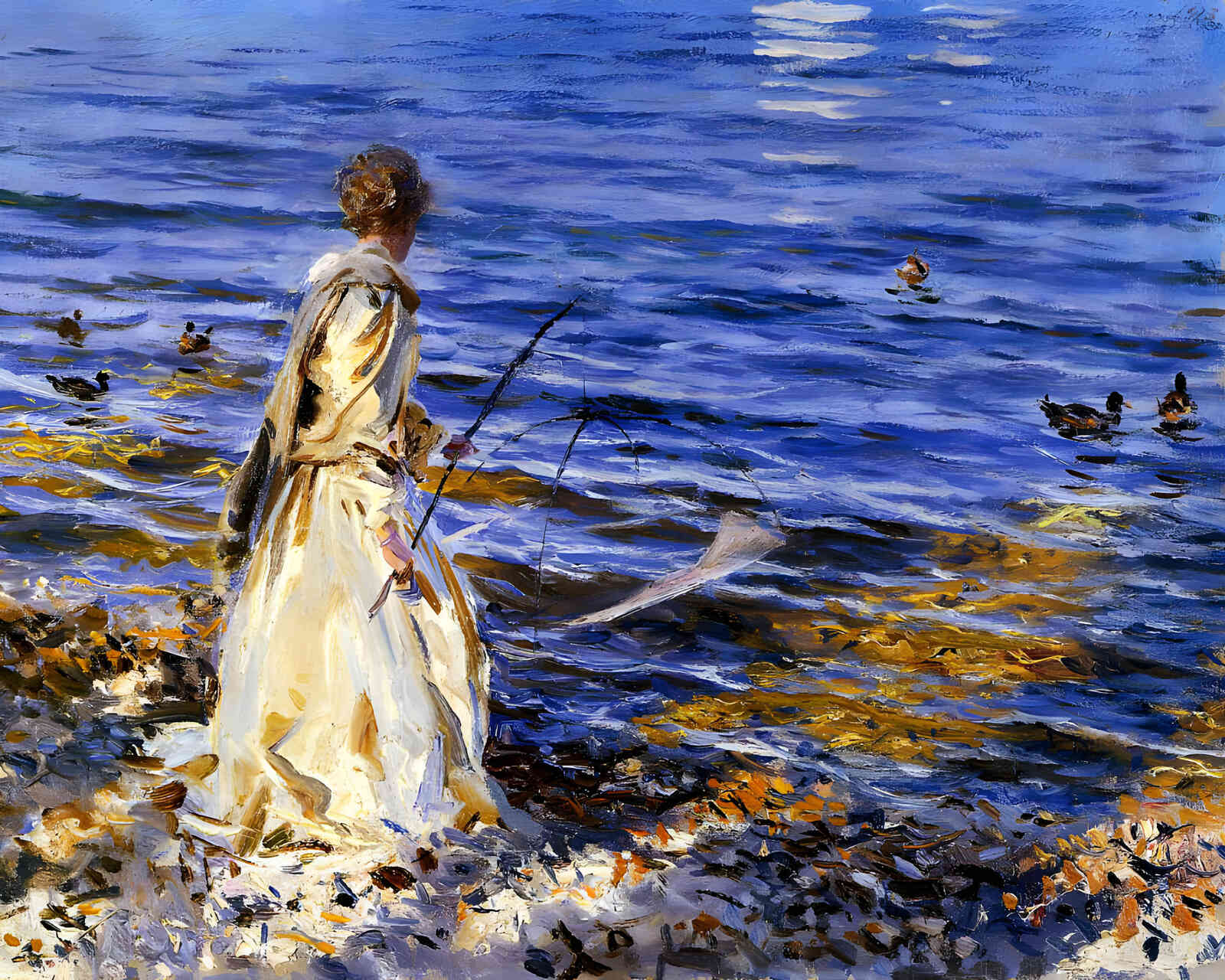 Girl Fishing 1913 Painting by John Singer Sargent 8x10" Art Print