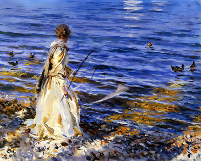 Girl Fishing 1913 Painting by John Singer Sargent 8x10" Art Print