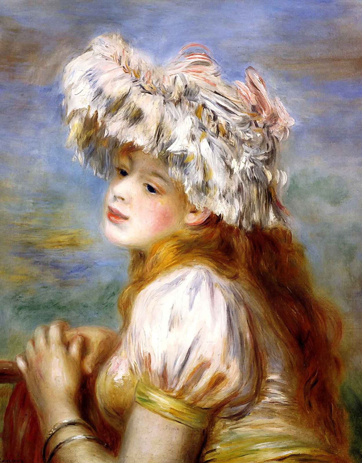 Girl in a Lace Hat Art Print 1891 Painting by Pierre-Auguste Renoir (6 Sizes)