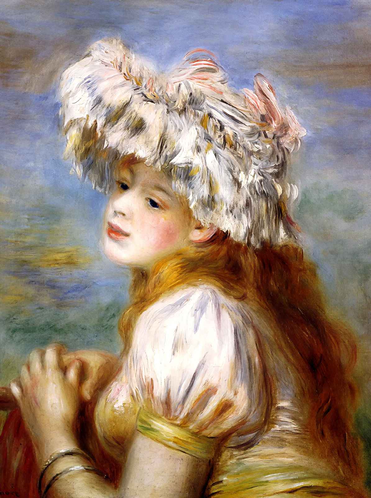 Girl in a Lace Hat Art Print 1891 Painting by Pierre-Auguste Renoir (6 Sizes)