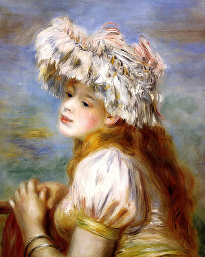 Girl in a Lace Hat fine art print by Pierre-Auguste Renoir (1891)