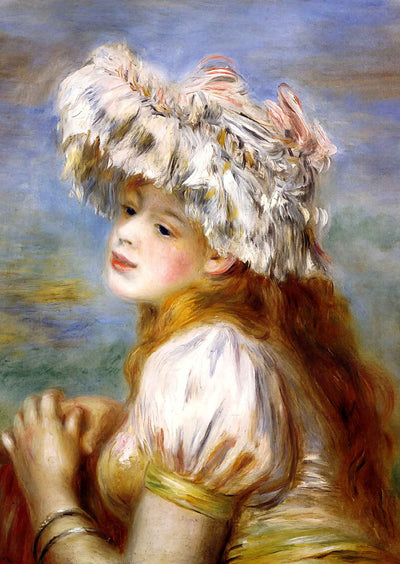 Girl in a Lace Hat Art Print 1891 Painting by Pierre-Auguste Renoir (6 Sizes)
