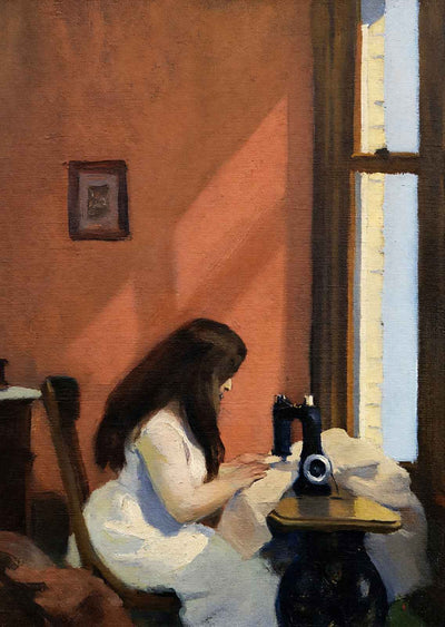 Girl at Sewing Machine Art Print Painting by Edward Hopper (6 Sizes)