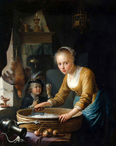 Girl Chopping Onions art print by Gerrit Dou