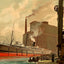 Chicago River vintage print