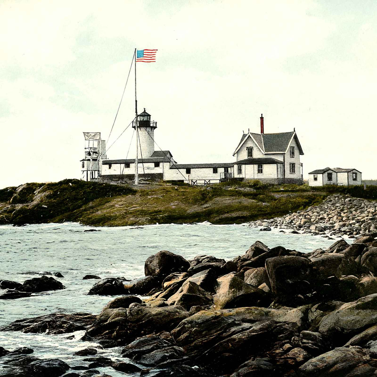 Eastern Point Light - Gloucester Harbor, MA in 1907 Vintage Print (7 Sizes)
