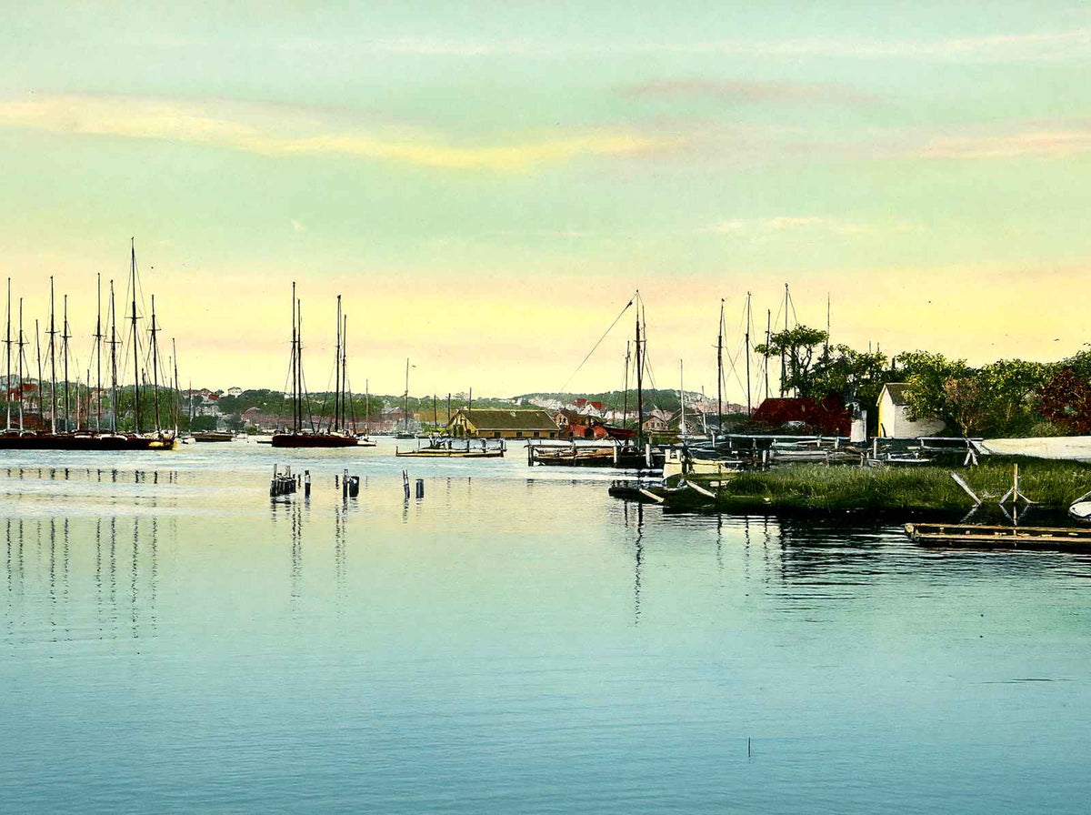 Harbor, Gloucester, Massachusetts in 1907 Vintage Print (7 Sizes) - Restored