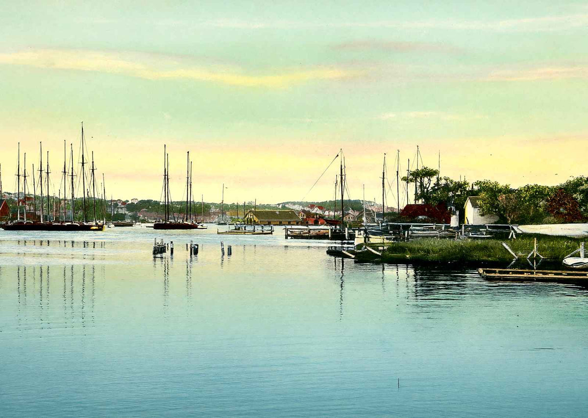 Harbor, Gloucester, Massachusetts in 1907 Vintage Print (7 Sizes) - Restored