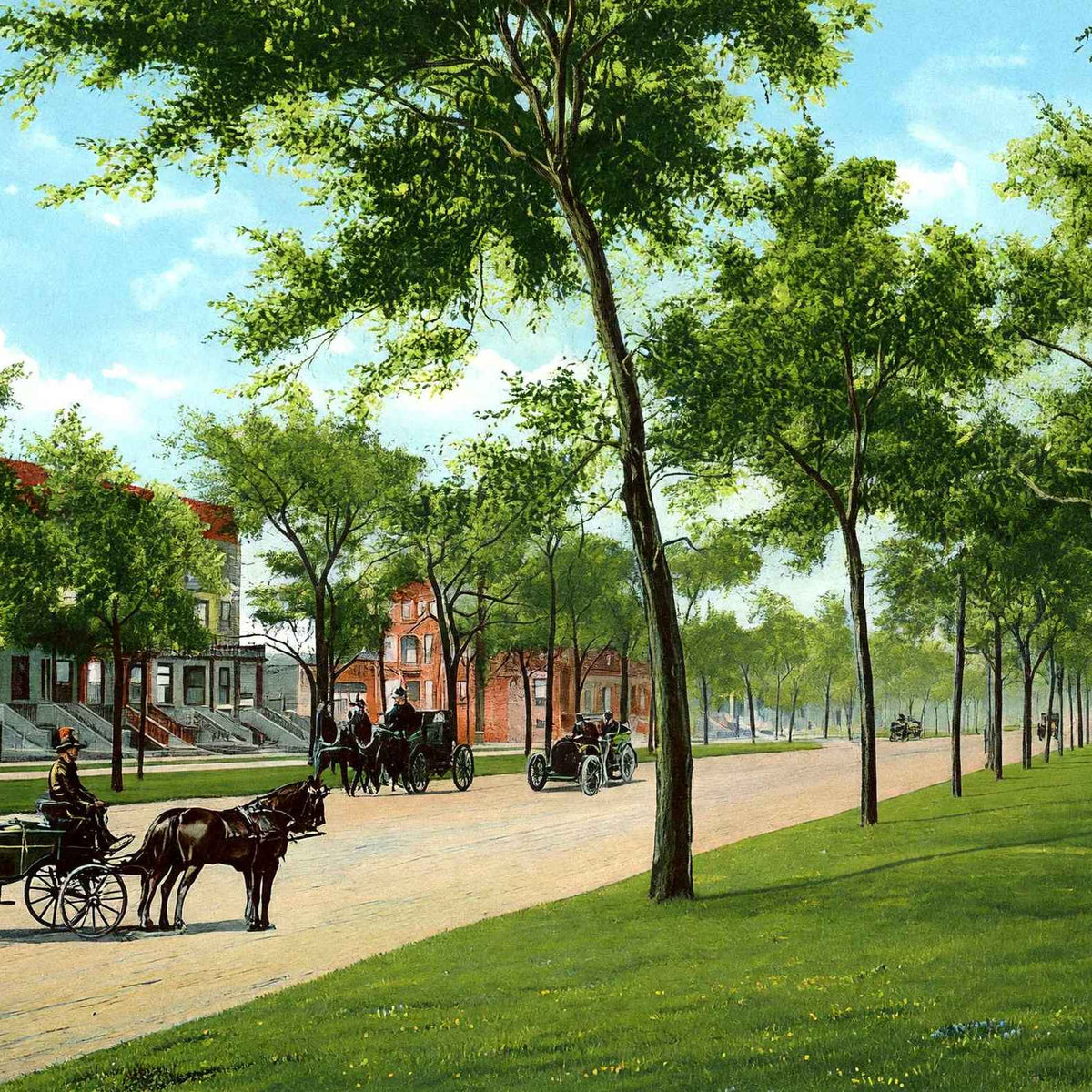 Grand Boulevard Chicago in 1905 Vintage Print (7 Sizes) - Shipped Flat
