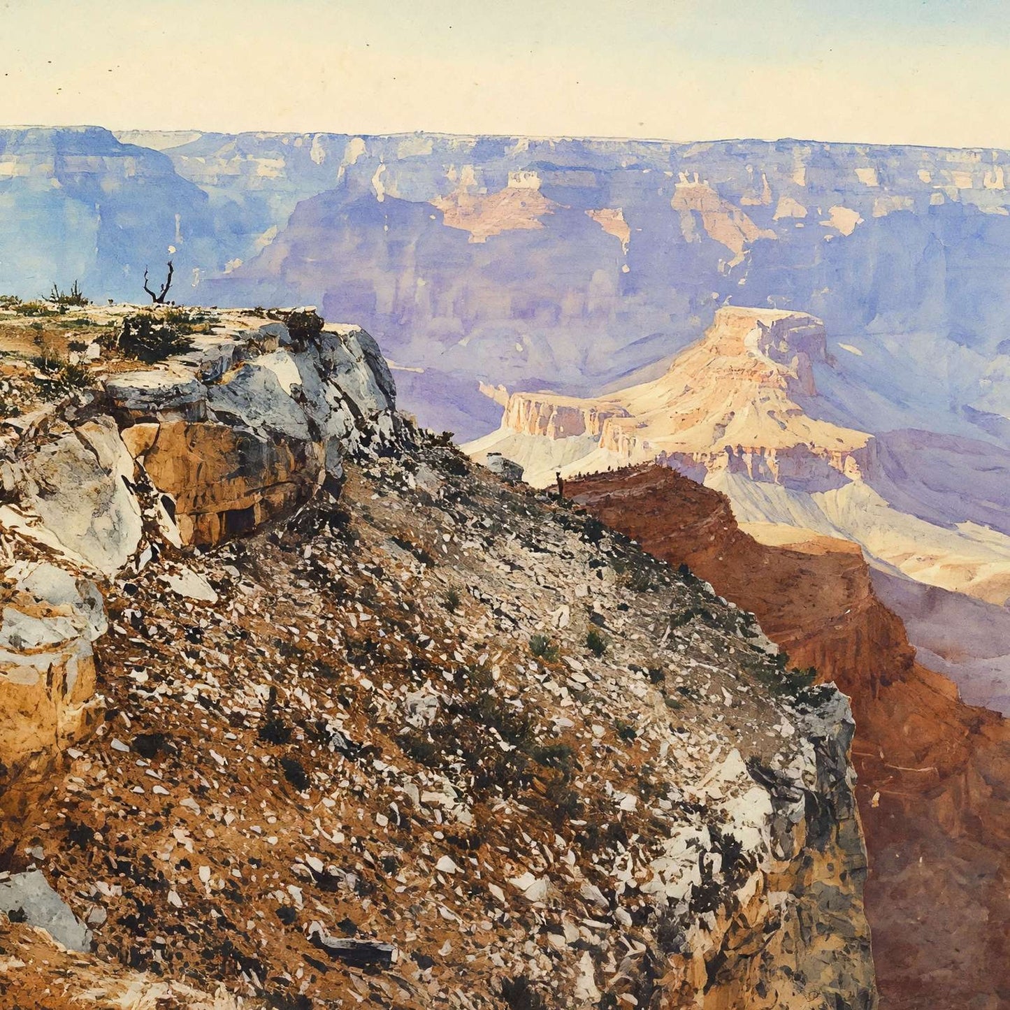 Sunset from Bright Angel Hotel Grand Canyon in 1907 Art Print (7 Sizes)