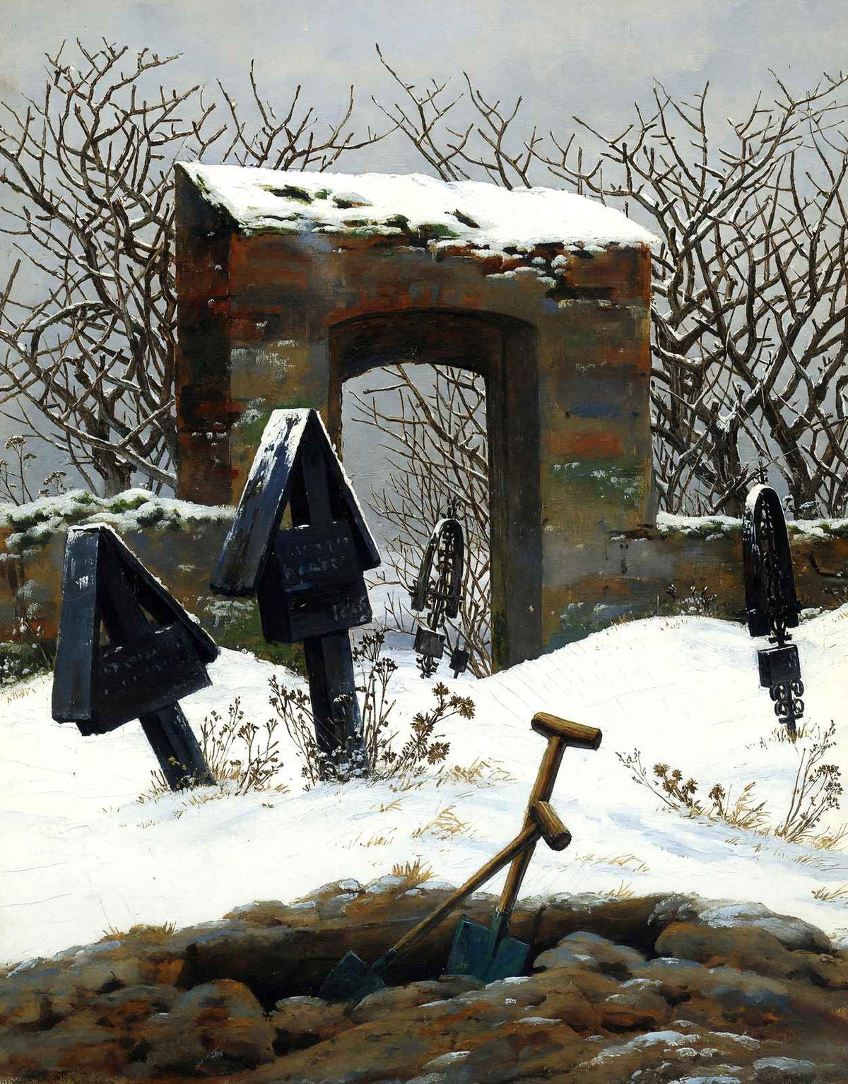 Graveyard Under Snow 1826 by Caspar David Friedrich Fine Art Print (6 Sizes)