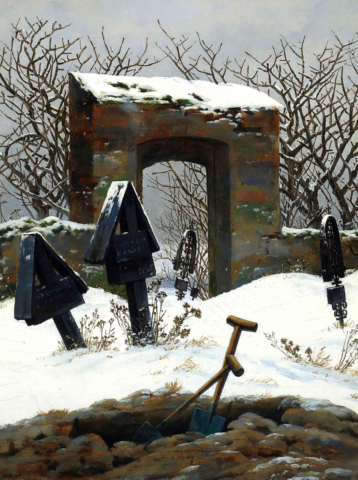 Graveyard Under Snow 1826 by Caspar David Friedrich Fine Art Print (6 Sizes)