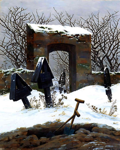 Graveyard Under Snow Painting by Caspar David Friedrich 8x10" Art Print