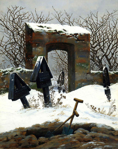 Graveyard Under Snow art print by Caspar David Friedrich (1826)