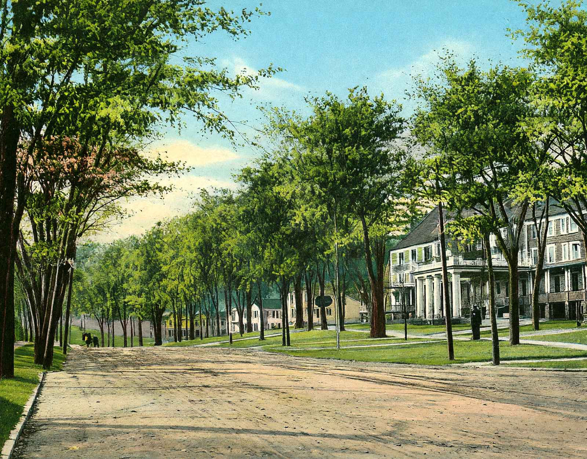 Berkshire Inn and Main Street Looking South, Great Barrington, MA Vintage Print