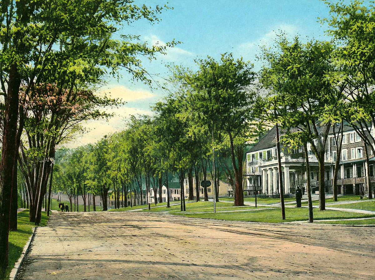 Berkshire Inn and Main Street Looking South, Great Barrington, MA Vintage Print