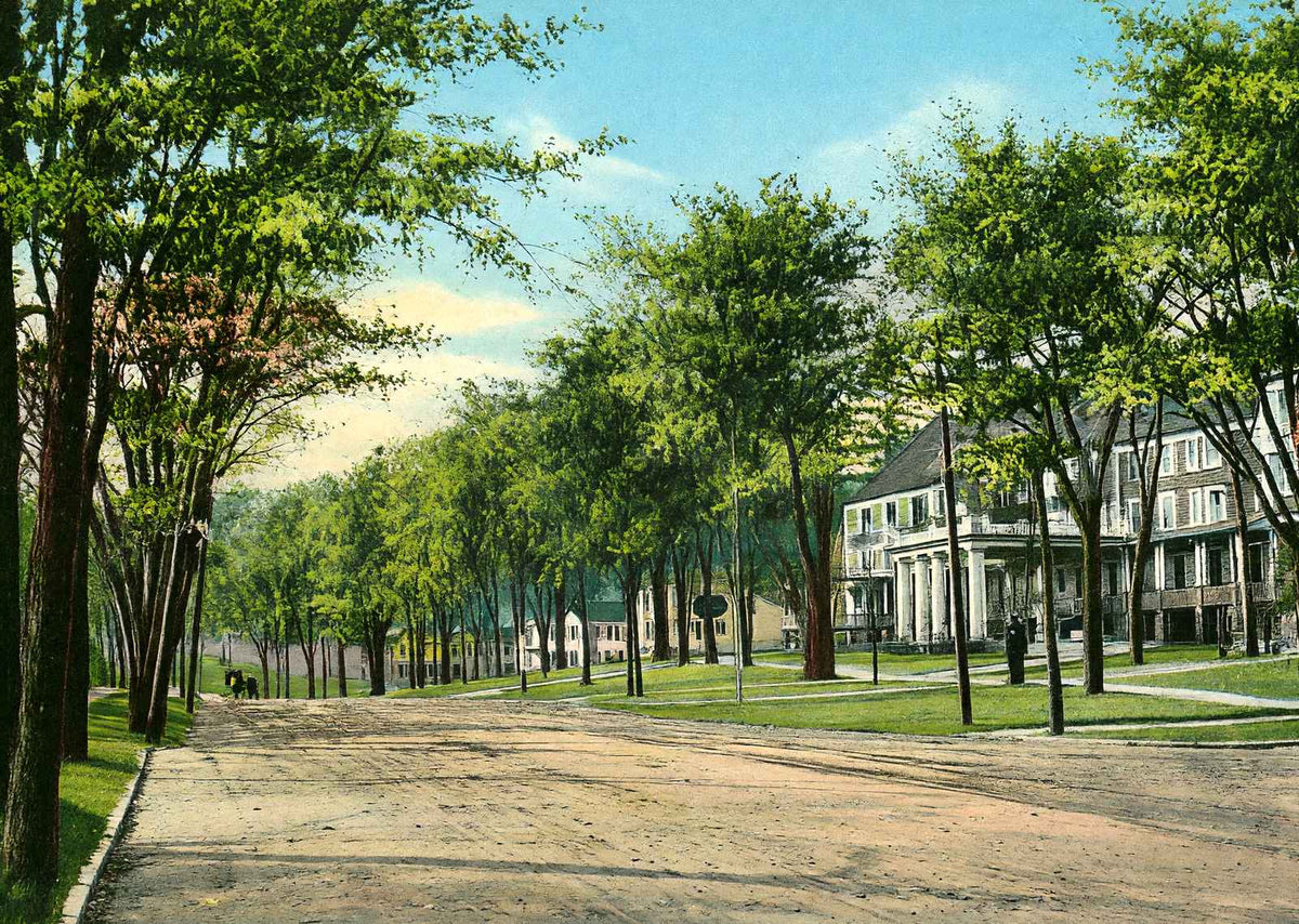 Berkshire Inn and Main Street Looking South, Great Barrington, MA Vintage Print