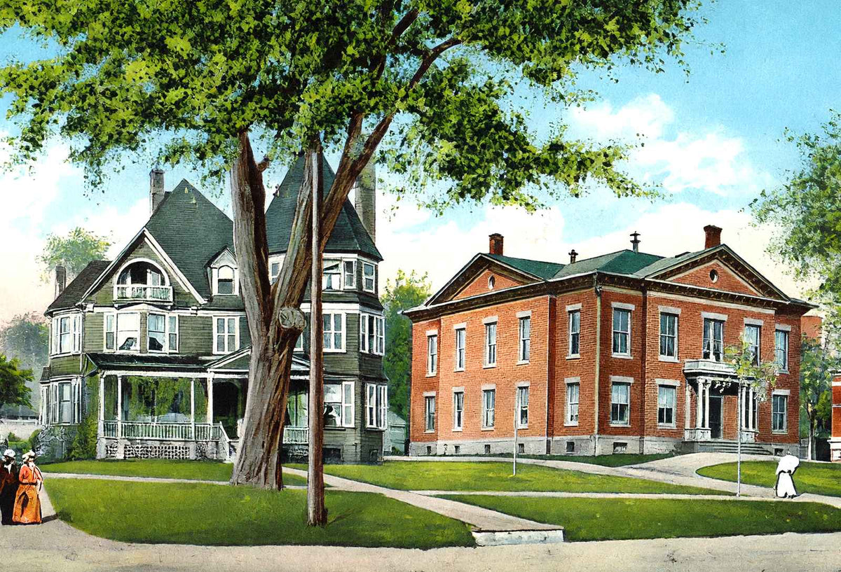 Episcopal Church Rectory and Town Hall, Great Barrington, MA Vintage Print