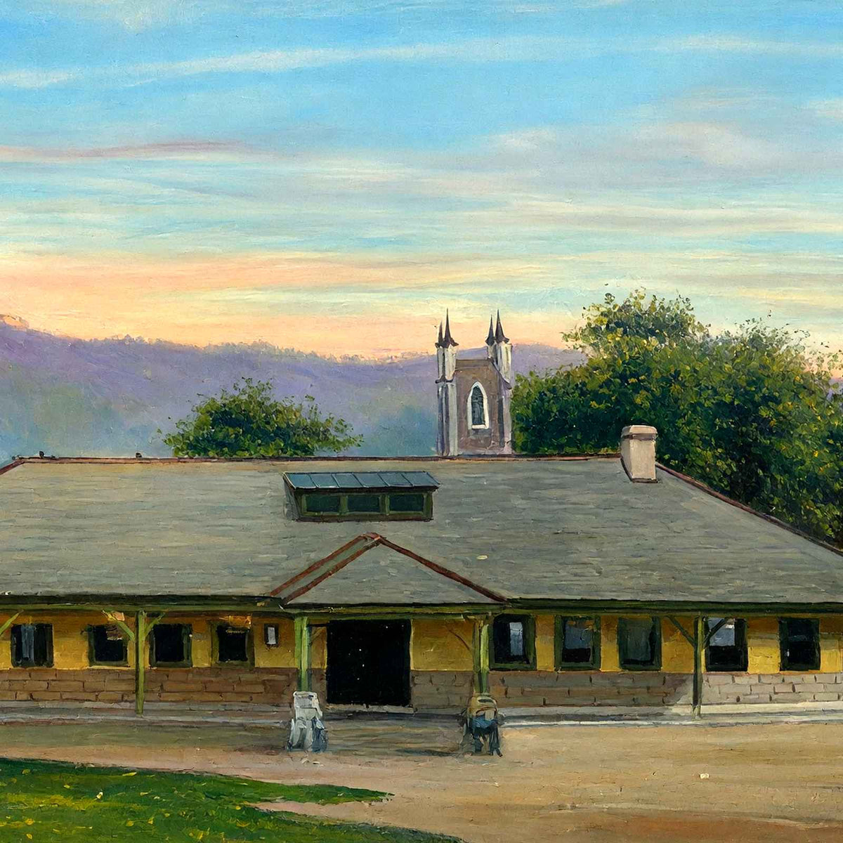 Railroad Station from Castle Hill, Great Barrington, MA in 1905 Art Print