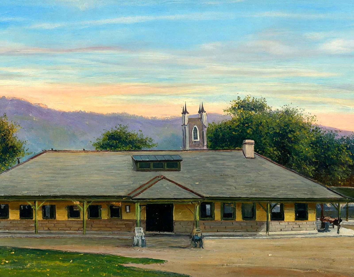 Railroad Station from Castle Hill, Great Barrington, MA in 1905 Art Print